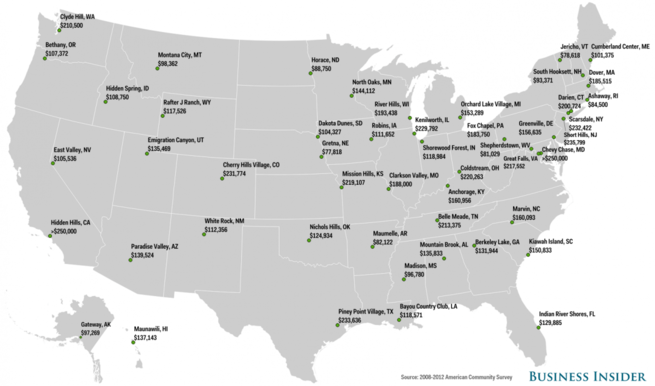 Most Affluent Places Map